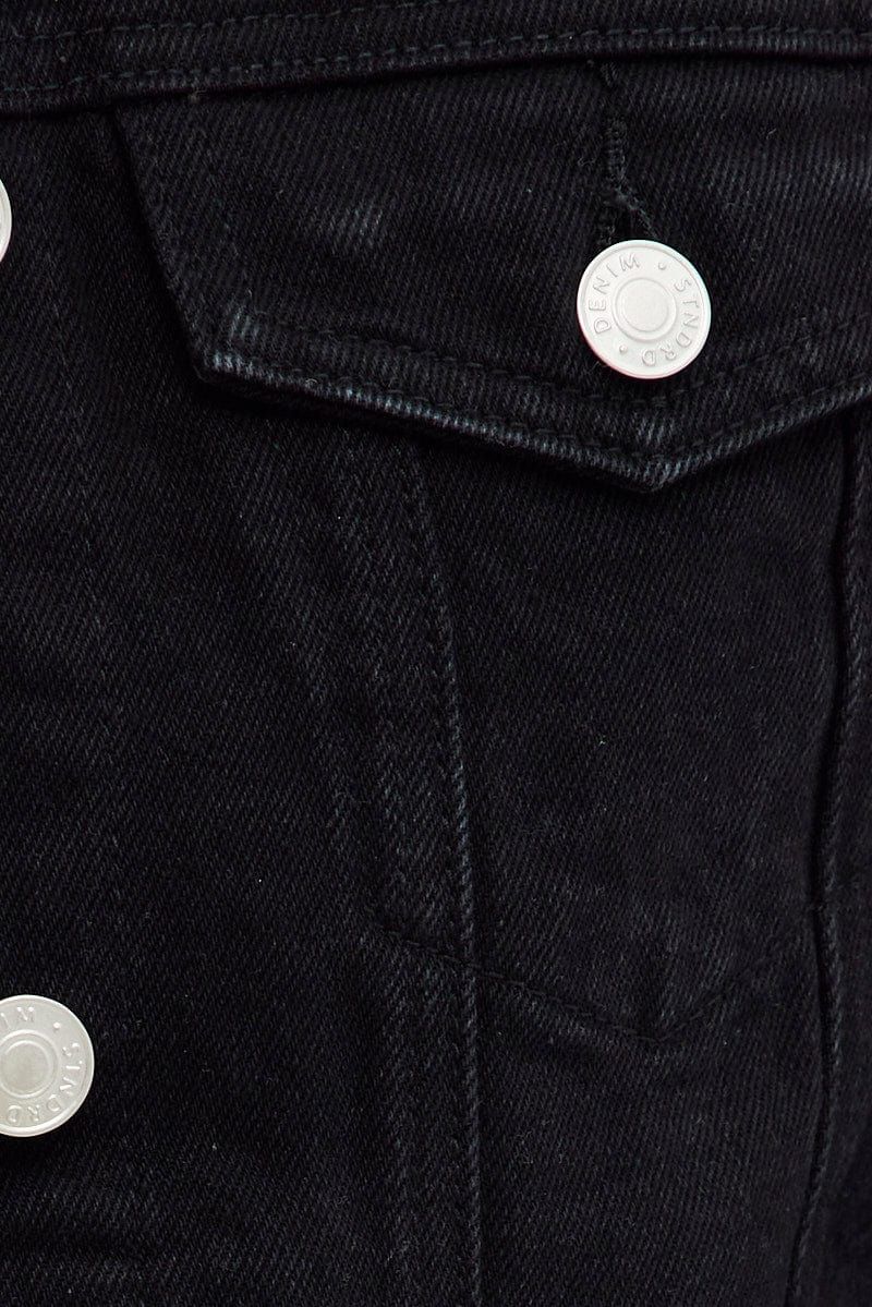 Black Black Long Sleeve Denim Crop Jacket sold by Ally Fashion product image thumbnail 6