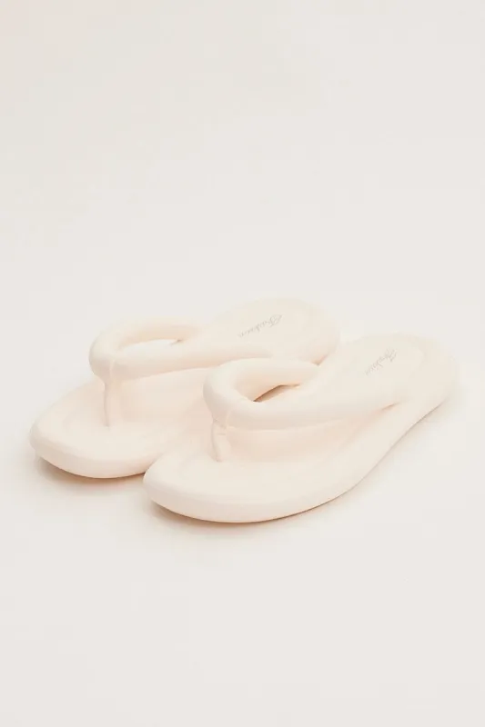 White Chunky Flat Slides sold by Ally Fashion