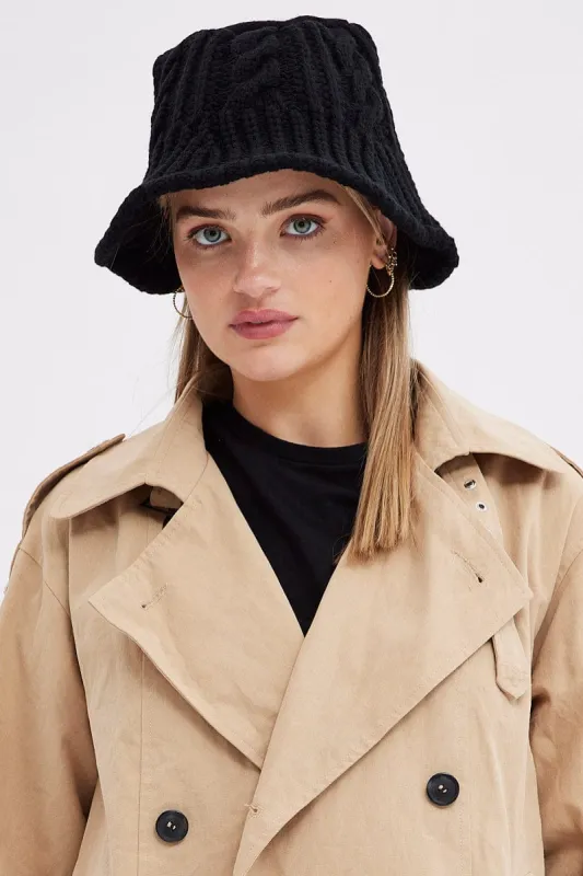 Black Knitted Bucket Hat sold by Ally Fashion