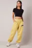 Yellow Track Pants High Rise sold by Ally Fashion