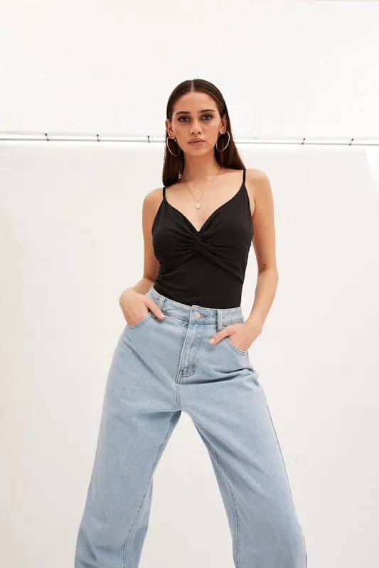 Black Cami Bodysuit Twist Front sold by Ally Fashion