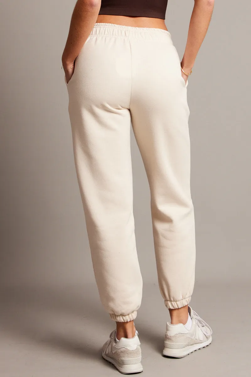 Beige Track Pants High Rise sold by Ally Fashion product image thumbnail 5