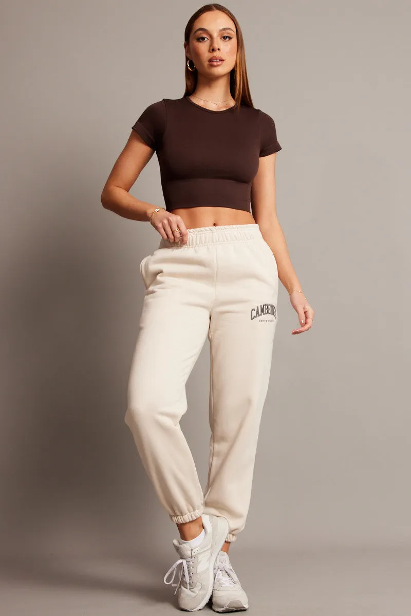 Beige Track Pants High Rise sold by Ally Fashion product image thumbnail 2