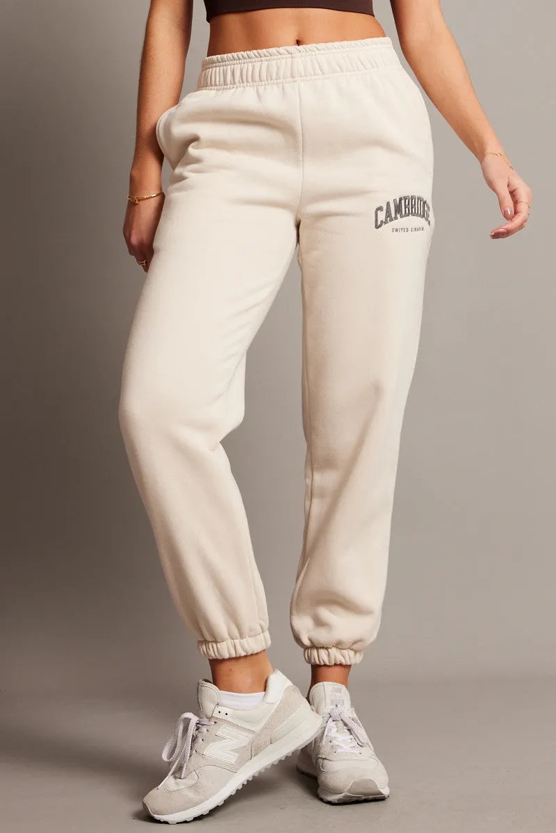 Beige Track Pants High Rise sold by Ally Fashion product image thumbnail 3