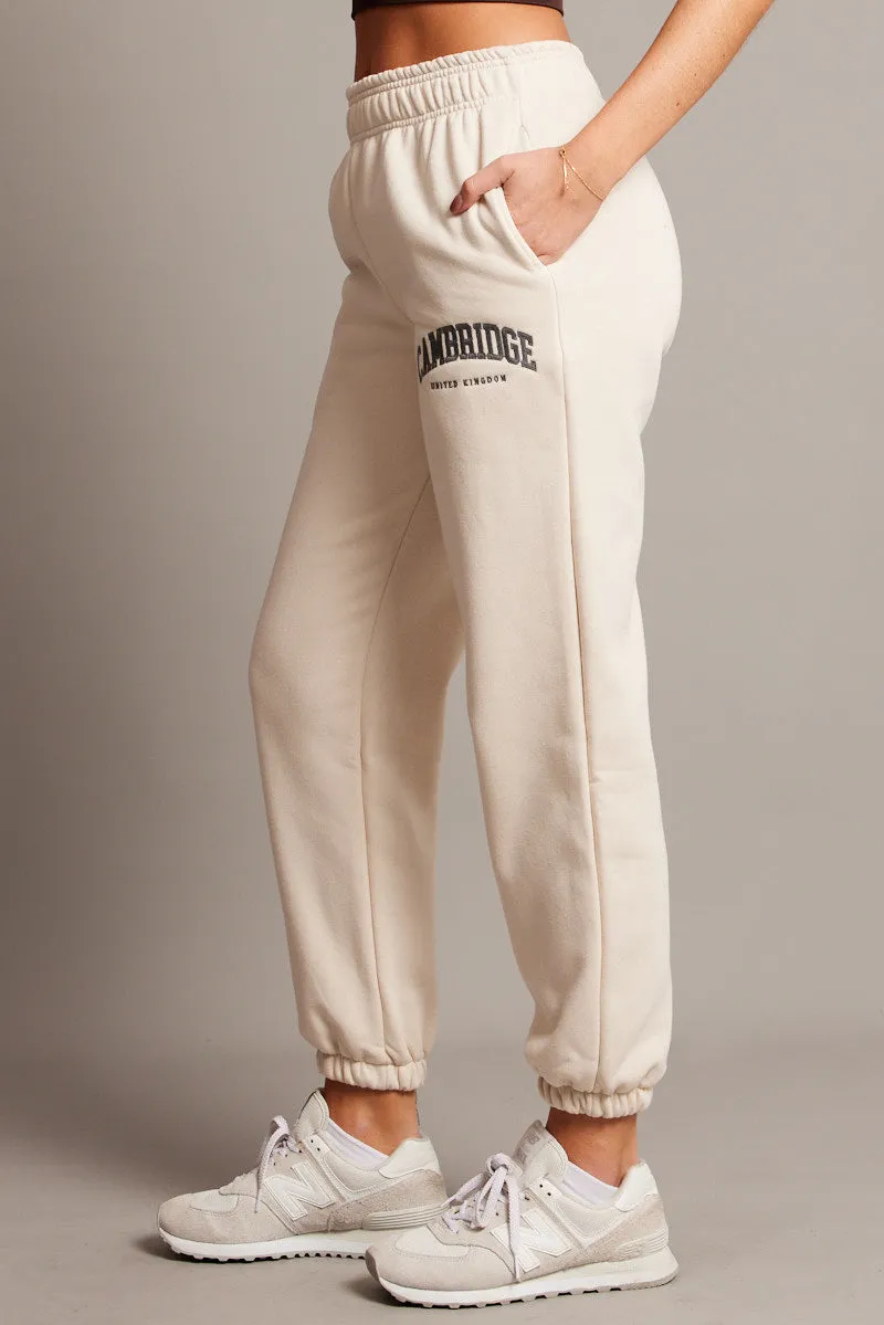 Beige Track Pants High Rise sold by Ally Fashion product image thumbnail 4