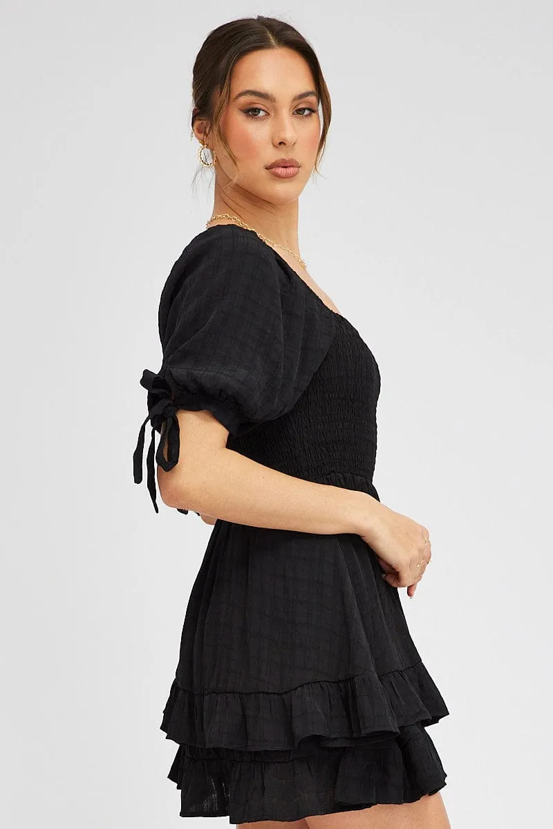 Black Fit And Flare Dress Puff Sleeve Mini sold by Ally Fashion product image thumbnail 4