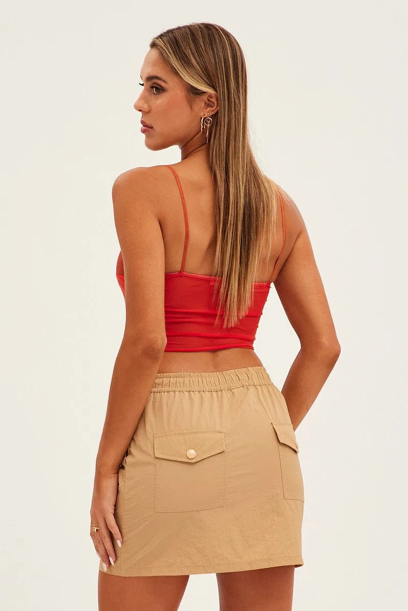 Beige Parachute Cargo Skirt Mid Rise Mini sold by Ally Fashion product image thumbnail 4