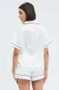 White Polka Dot Polka Pj Contrast Piping Satin Pyjama Set sold by Ally Fashion