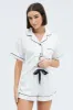 White Polka Dot Polka Pj Contrast Piping Satin Pyjama Set sold by Ally Fashion