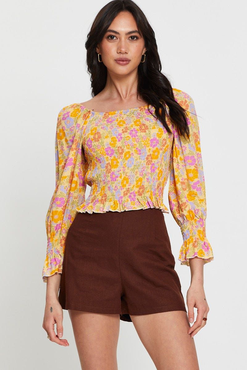 Print Peasant Blouse Long Sleeve sold by Ally Fashion