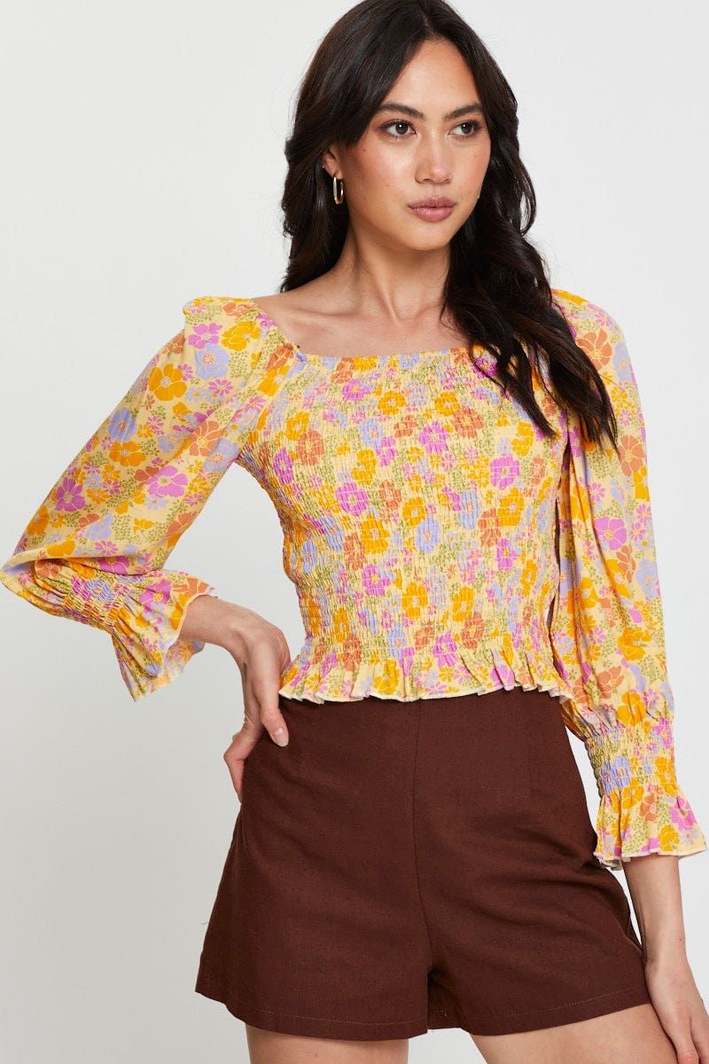Print Peasant Blouse Long Sleeve sold by Ally Fashion product image thumbnail 3
