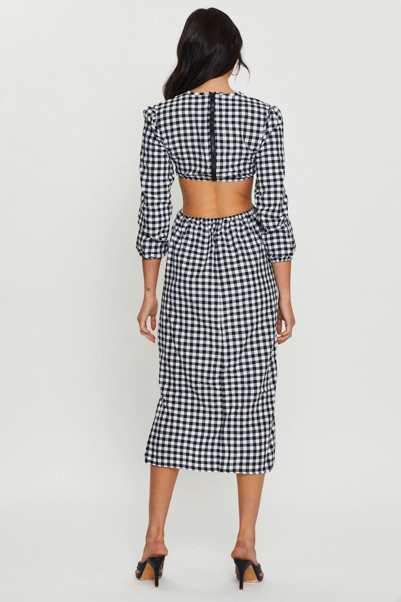 Check Midi Dress Long Sleeve sold by Ally Fashion product image thumbnail 4