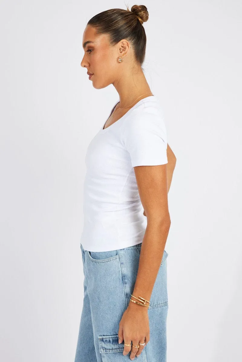White T shirt Short sleeve Scoop Neck sold by Ally Fashion product image thumbnail 4