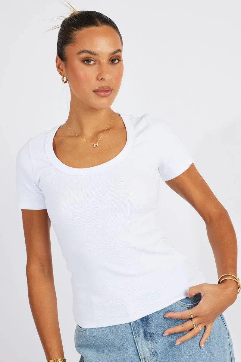 White T shirt Short sleeve Scoop Neck sold by Ally Fashion