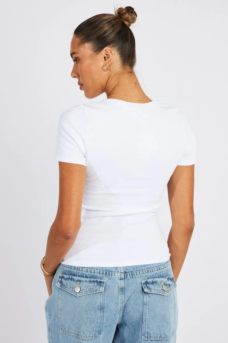 White T shirt Short sleeve Scoop Neck sold by Ally Fashion product image thumbnail 5