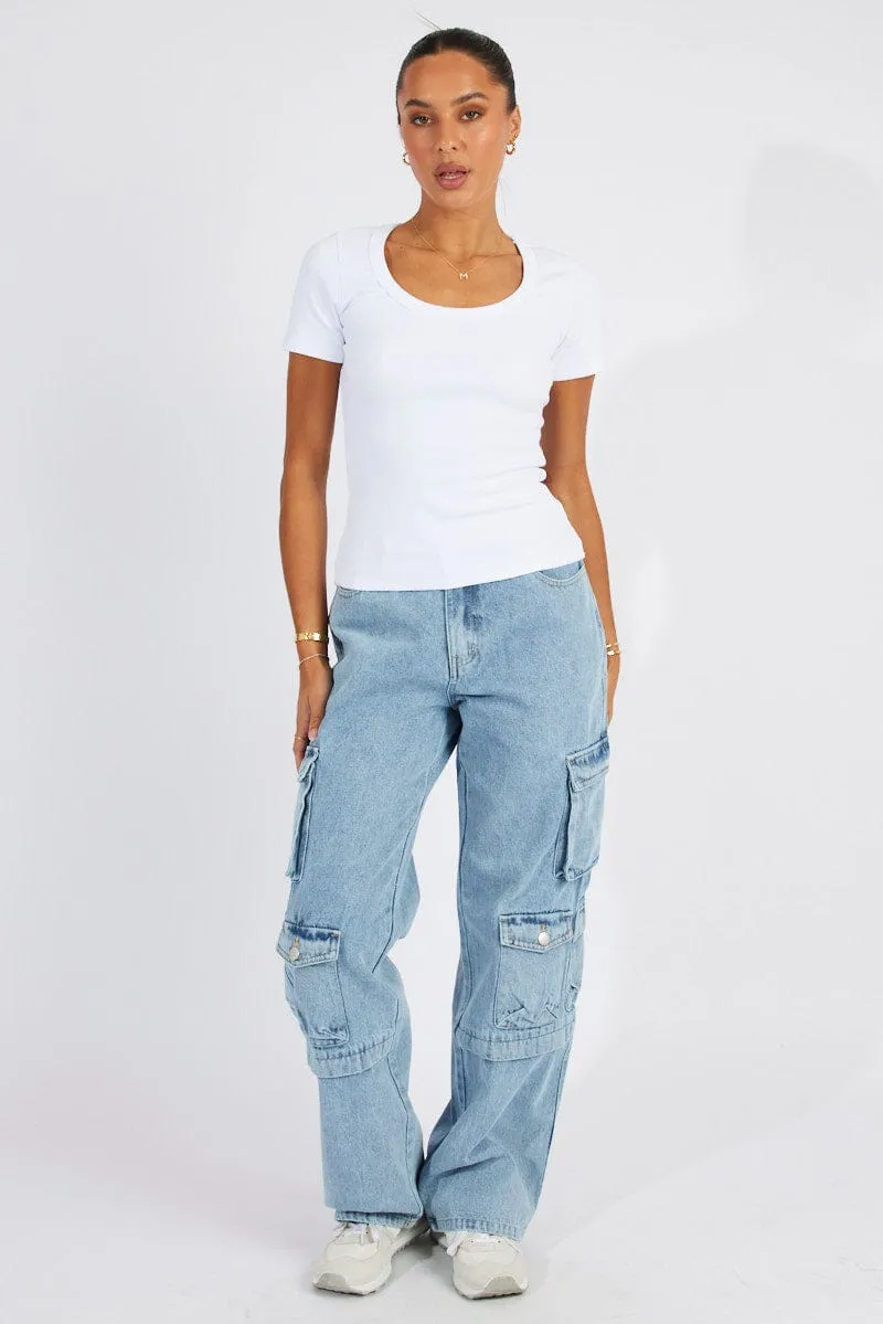 White T shirt Short sleeve Scoop Neck sold by Ally Fashion product image thumbnail 2