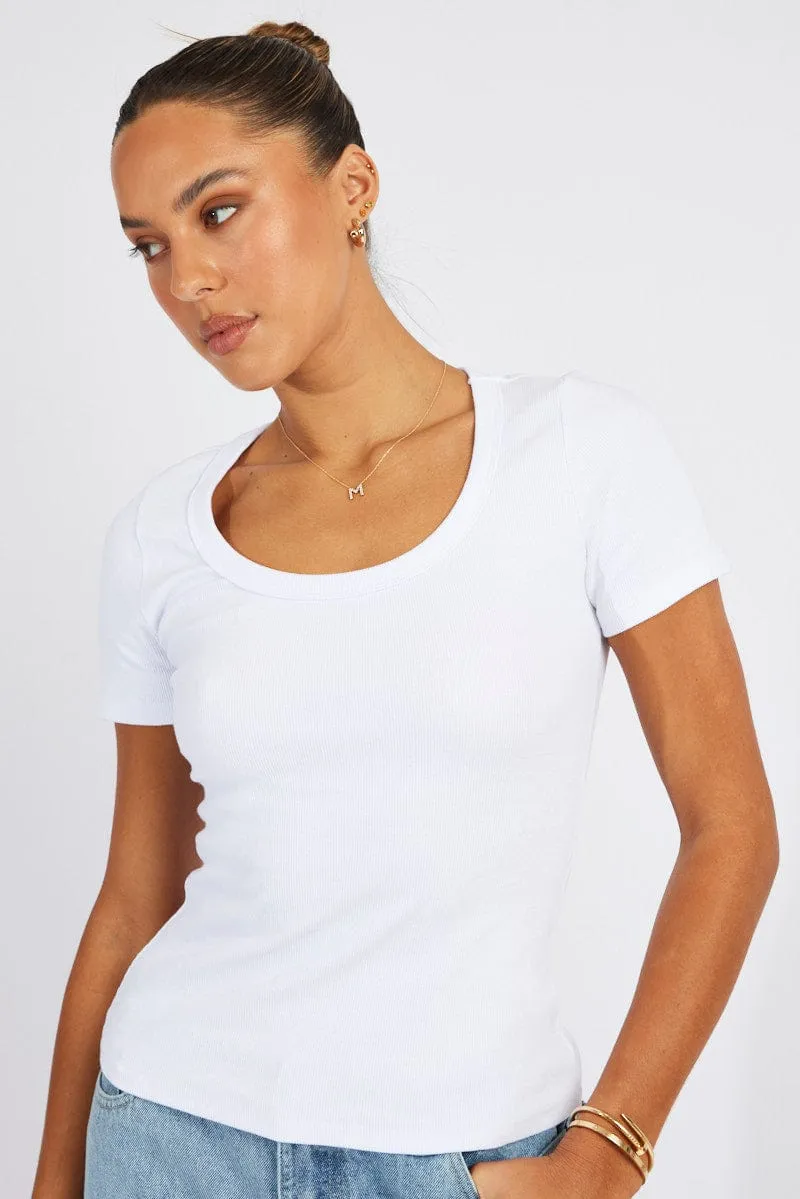 White T shirt Short sleeve Scoop Neck sold by Ally Fashion product image thumbnail 3