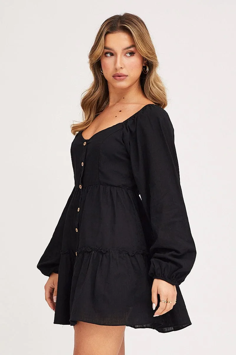 Black Linen Skater Dress sold by Ally Fashion product image thumbnail 4
