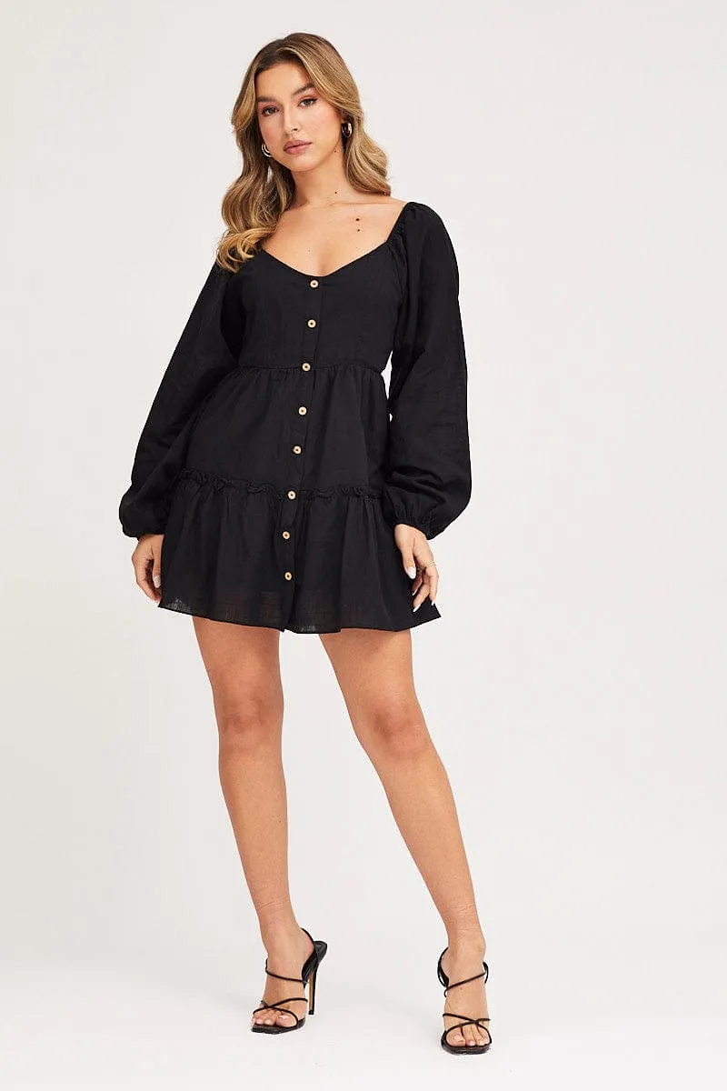 Black Linen Skater Dress sold by Ally Fashion product image thumbnail 2