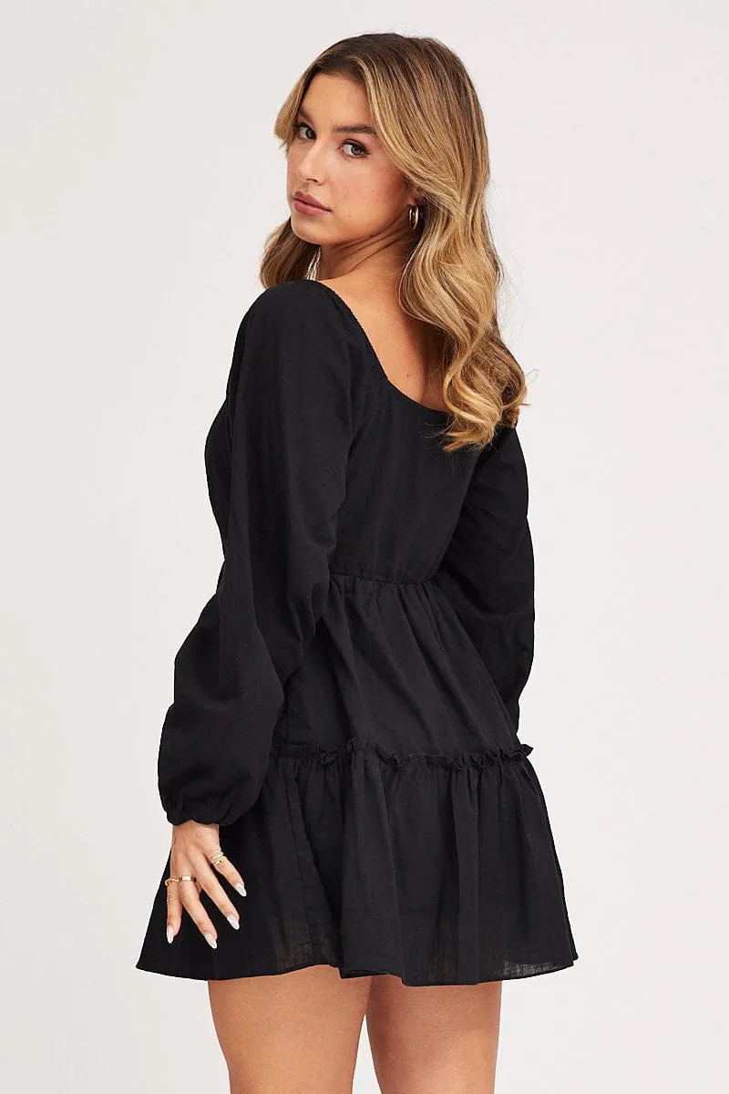 Black Linen Skater Dress sold by Ally Fashion product image thumbnail 5