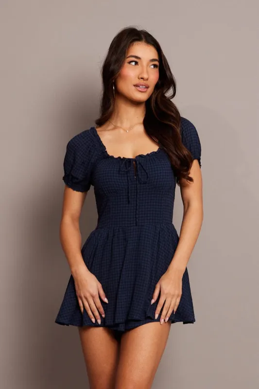 Blue Playsuit Short Sleeve sold by Ally Fashion