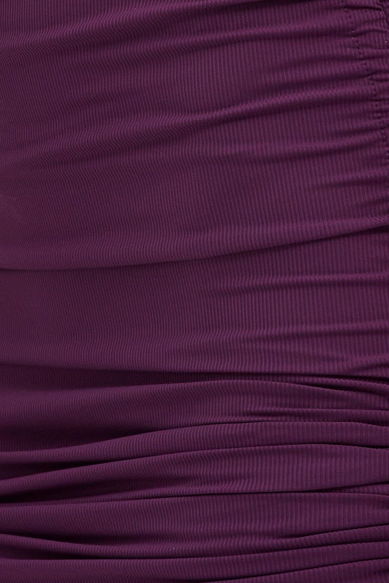 Purple Mini Dress Sleeveless Side Ruched Bodycon sold by Ally Fashion product image thumbnail 6