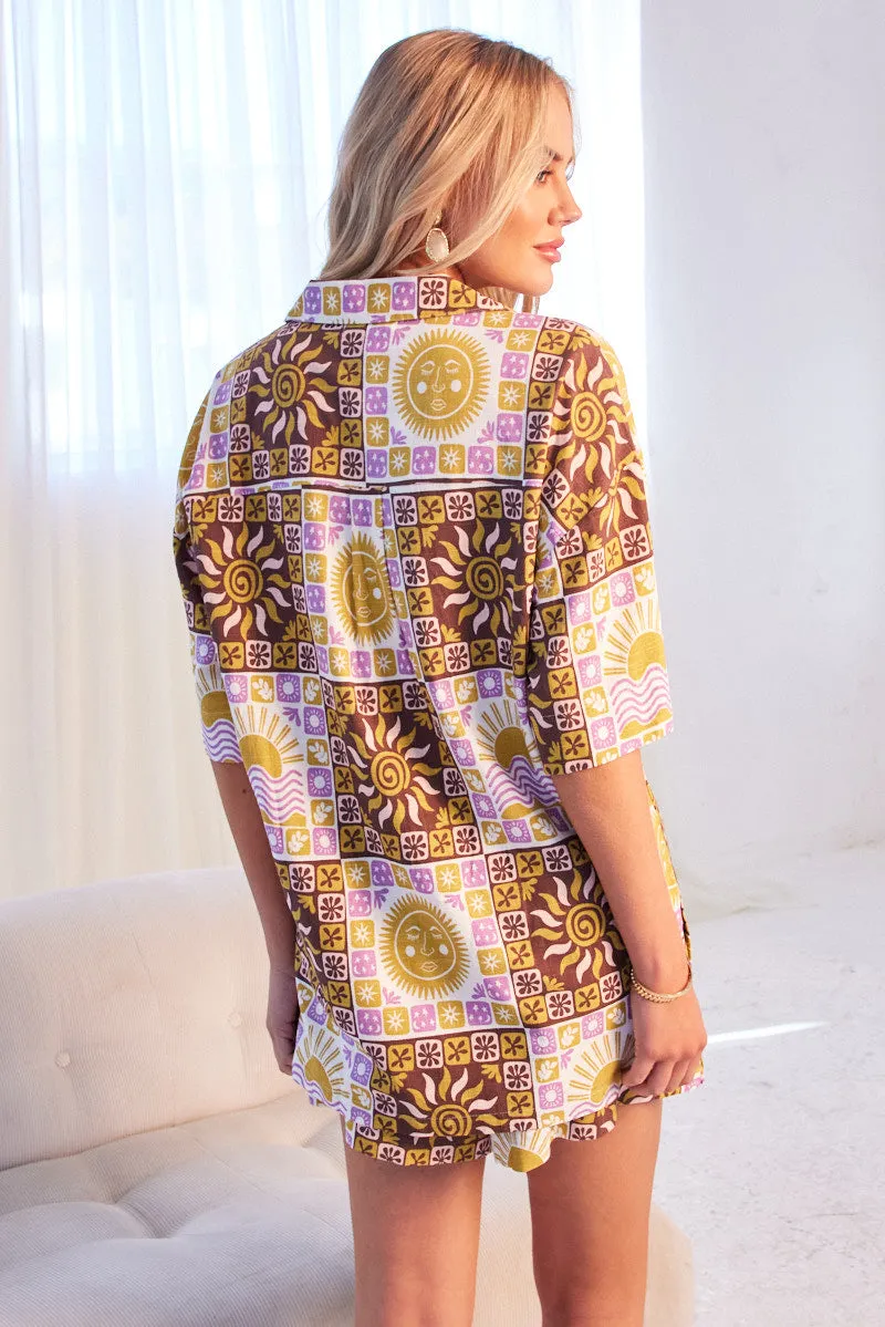 Multi Abstract Relaxed Shirt Short Sleeve sold by Ally Fashion product image thumbnail 5