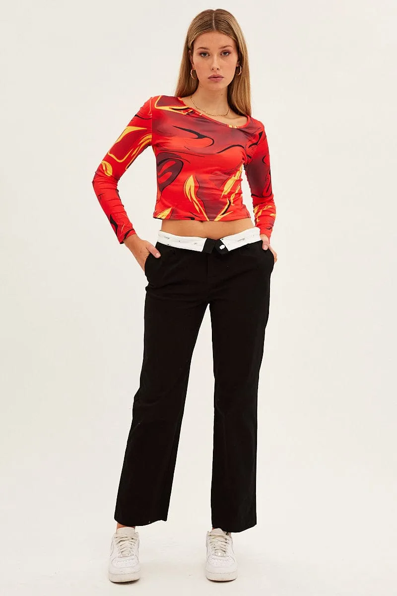 Orange Abstract Abstract Print Mesh Top sold by Ally Fashion product image thumbnail 2