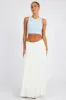 White Maxi Skirt Tiered High Rise Linen Blend sold by Ally Fashion