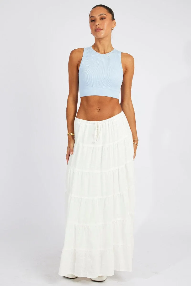 White Maxi Skirt Tiered High Rise Linen Blend sold by Ally Fashion product image thumbnail 3
