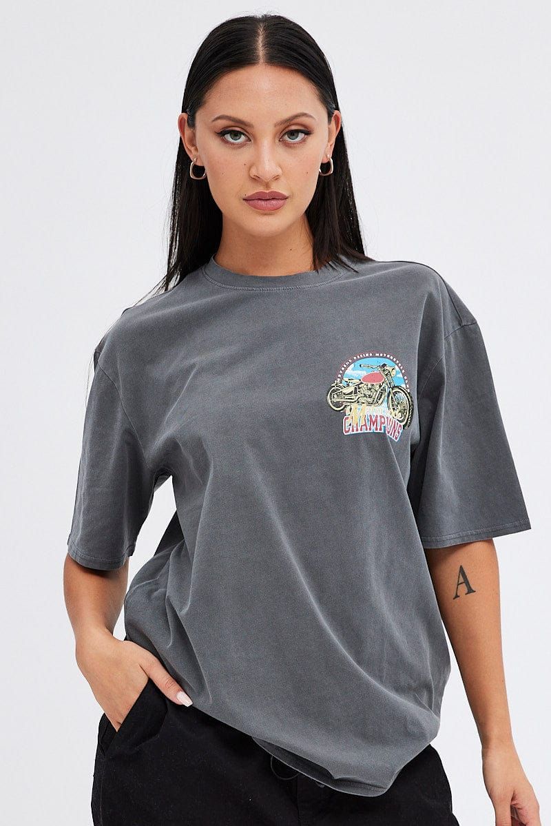 Black Graphic Tee Short Sleeve sold by Ally Fashion