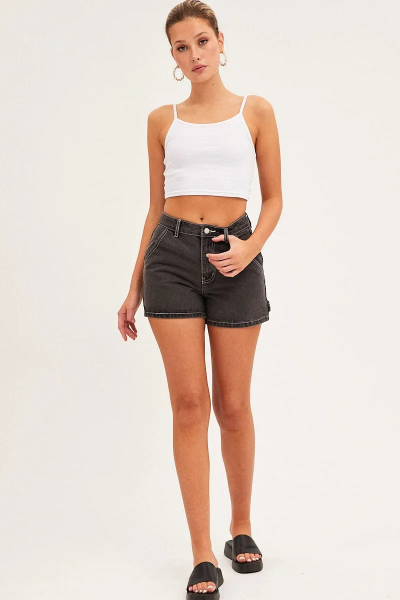 Black Carpenter Denim Shorts High Rise sold by Ally Fashion product image thumbnail 3