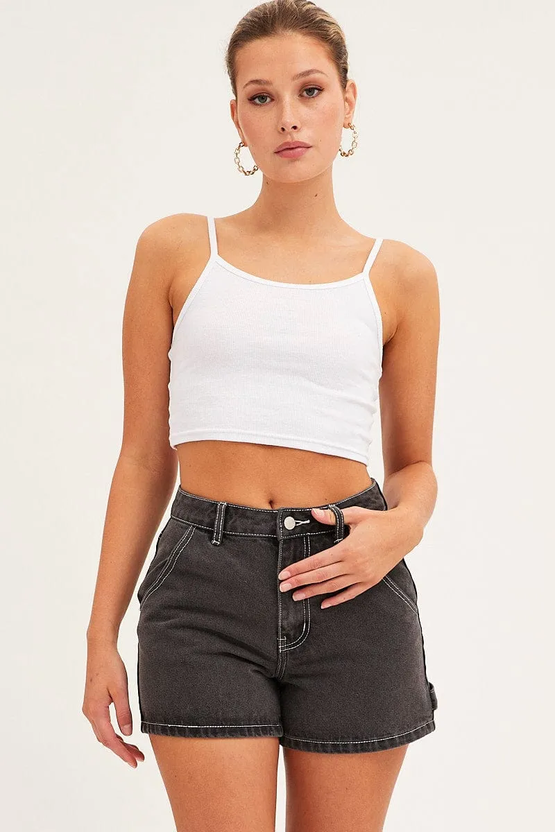 Black Carpenter Denim Shorts High Rise sold by Ally Fashion