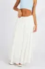 White Maxi Skirt Tiered High Rise Linen Blend sold by Ally Fashion