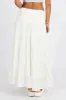 White Maxi Skirt Tiered High Rise Linen Blend sold by Ally Fashion