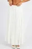 White Maxi Skirt Tiered High Rise Linen Blend sold by Ally Fashion