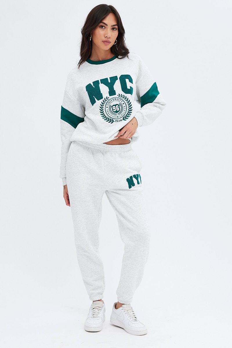 Grey Track Pants High Rise Jogger sold by Ally Fashion product image thumbnail 3