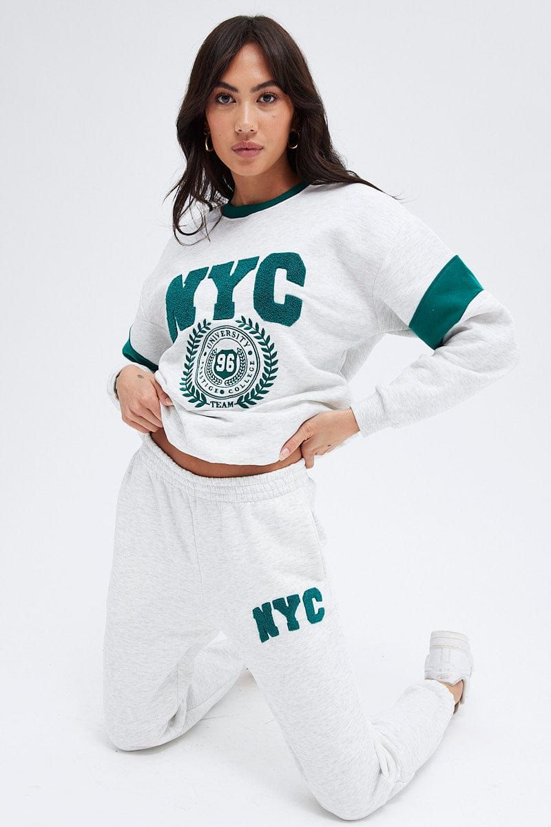 Grey Track Pants High Rise Jogger sold by Ally Fashion