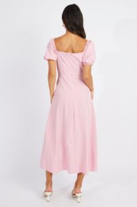 Pink Ruched Bust Midi Dress Short Sleeve sold by Ally Fashion