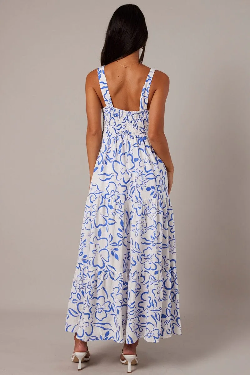 Blue Abstract Maxi Dress Sleeveless Tiered sold by Ally Fashion product image thumbnail 5