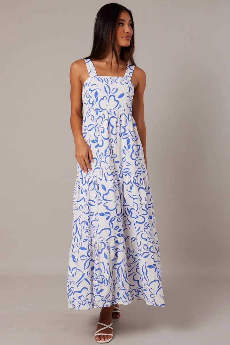Blue Abstract Maxi Dress Sleeveless Tiered sold by Ally Fashion product image thumbnail 2