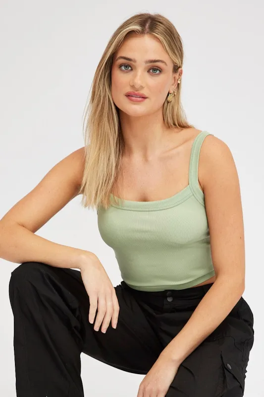 Green Singlet Top Round Neck Seamles sold by Ally Fashion