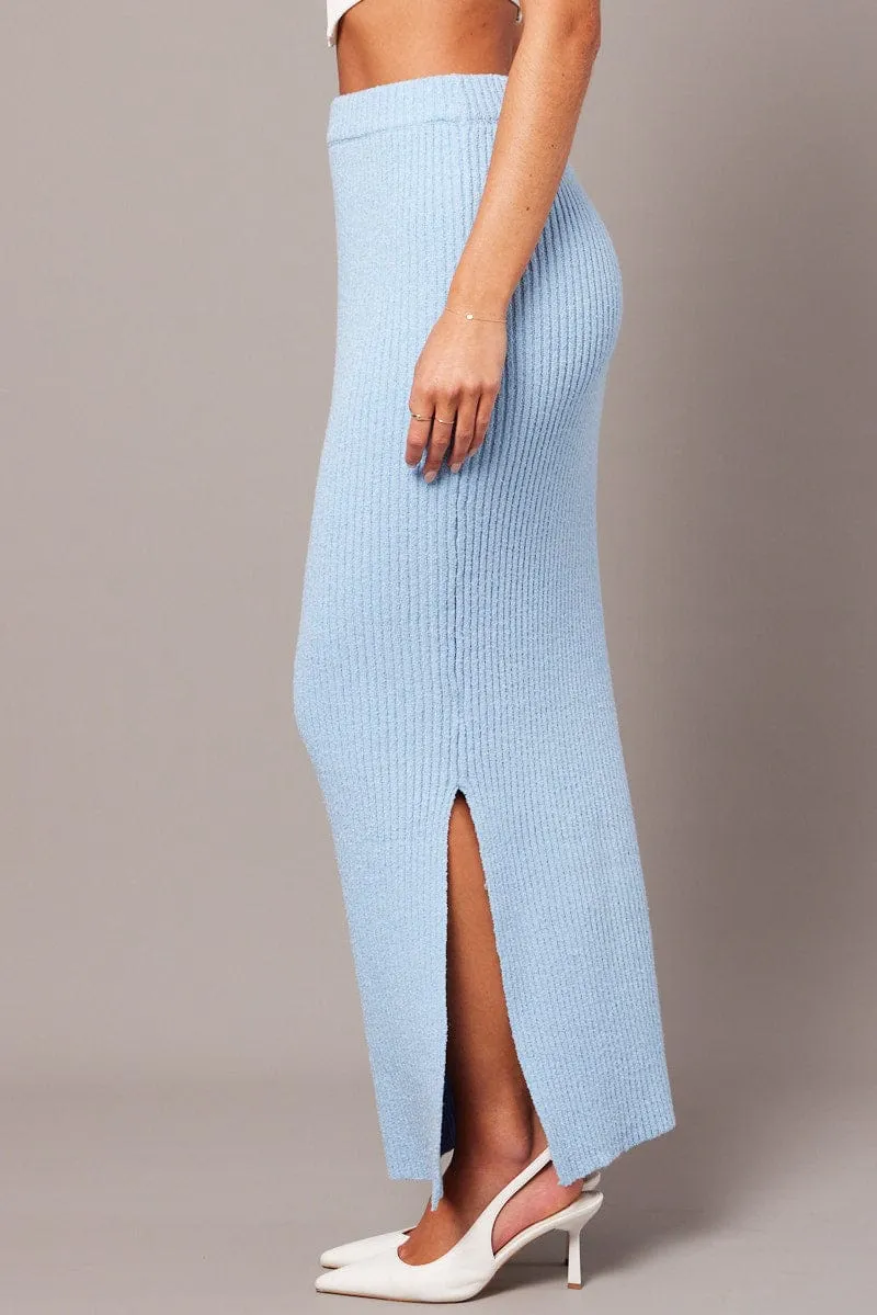 Blue Knit Skirt High Rise Midi sold by Ally Fashion product image thumbnail 4