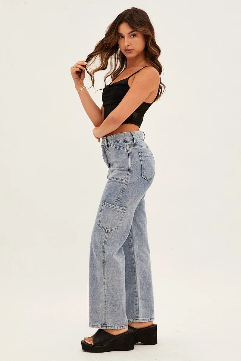 Blue Carpenter Cargo Pocket Jeans sold by Ally Fashion product image thumbnail 4