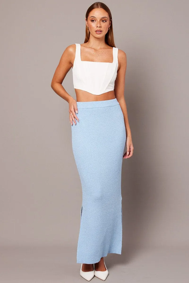 Blue Knit Skirt High Rise Midi sold by Ally Fashion product image thumbnail 2