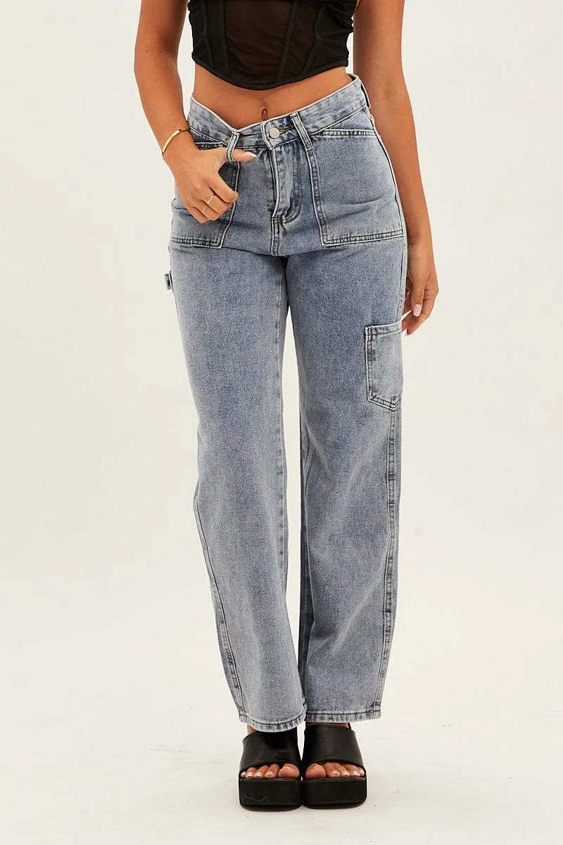Blue Carpenter Cargo Pocket Jeans sold by Ally Fashion product image thumbnail 2