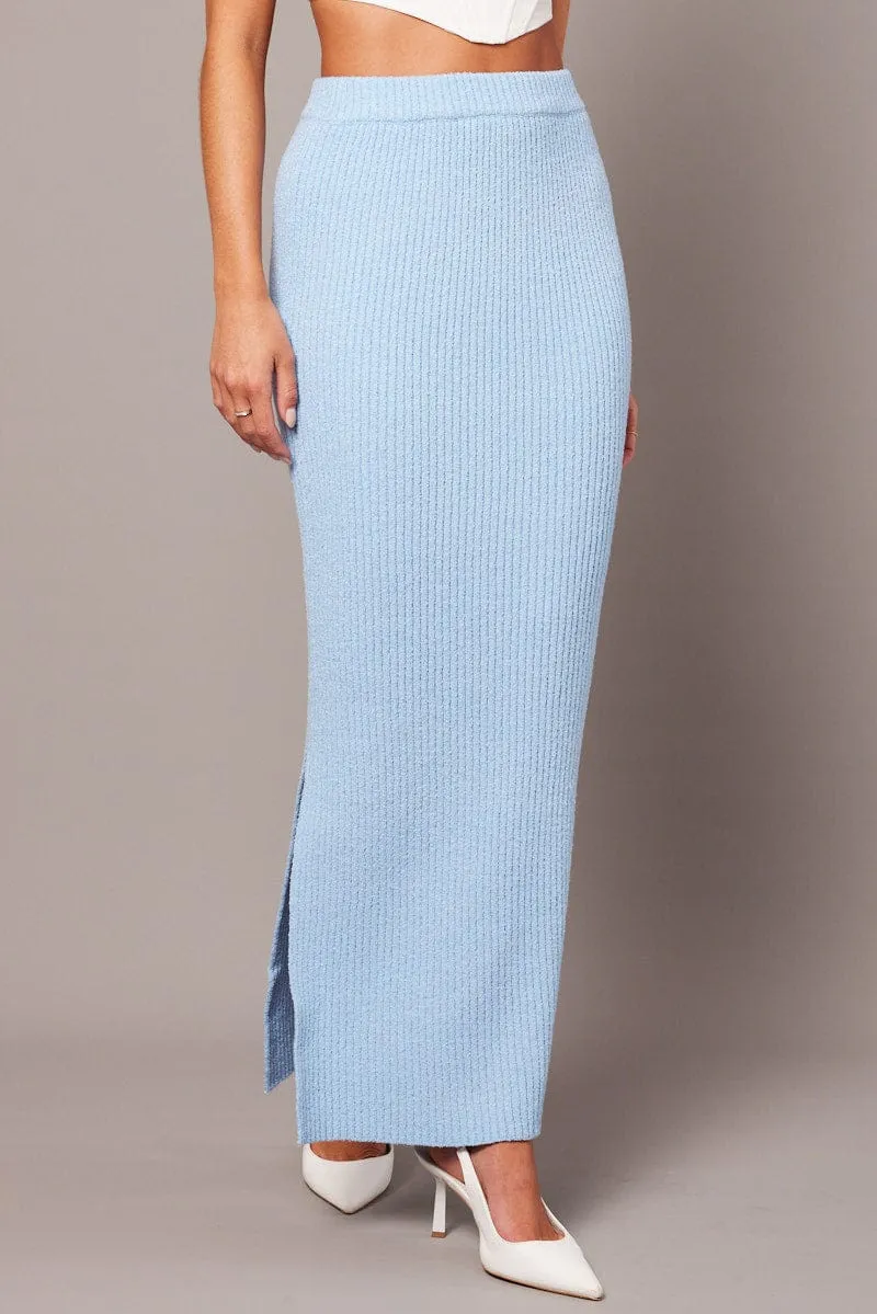 Blue Knit Skirt High Rise Midi sold by Ally Fashion product image thumbnail 3