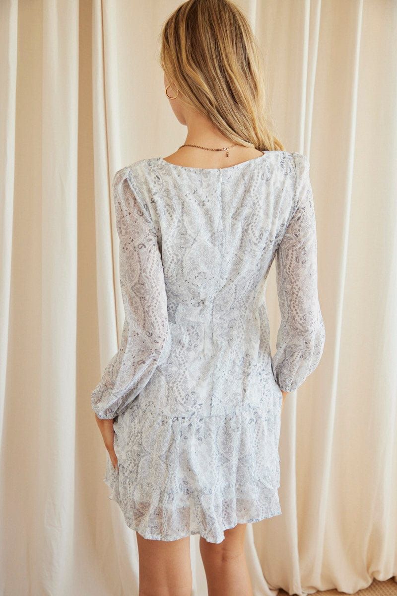 Print Mini Dress Long Sleeve Round Neck sold by Ally Fashion product image thumbnail 5