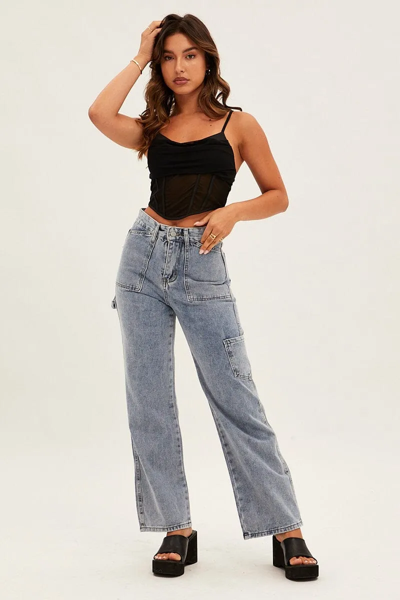 Blue Carpenter Cargo Pocket Jeans sold by Ally Fashion product image thumbnail 3