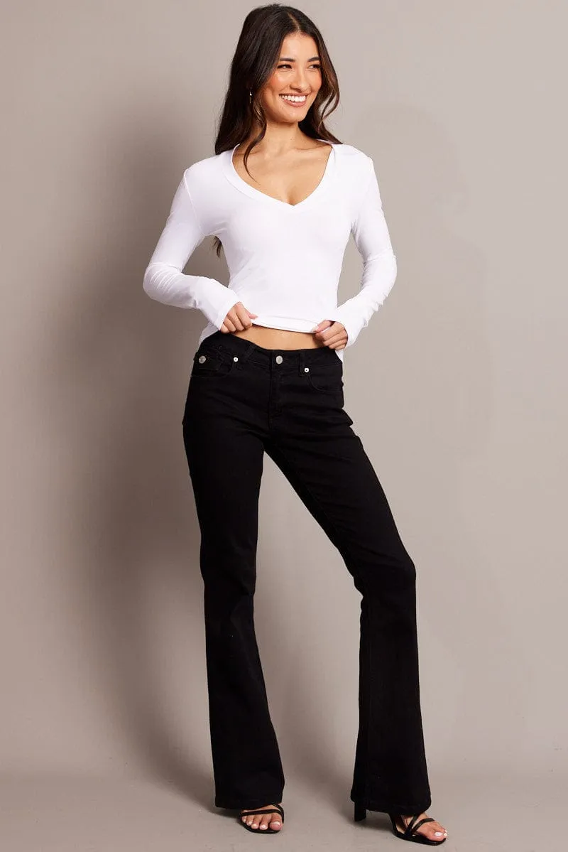 White Supersoft Top V Neck Long Sleeve sold by Ally Fashion product image thumbnail 2